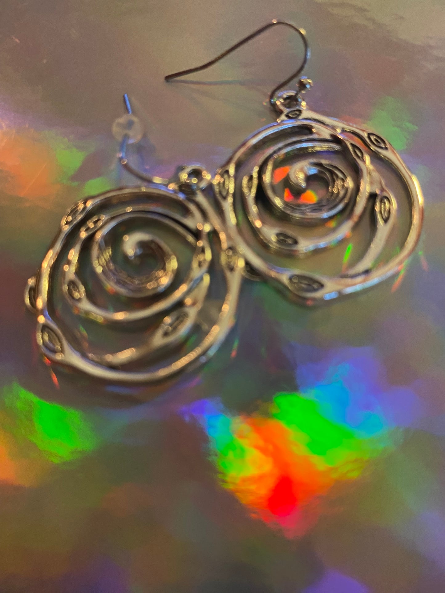 Silver Rose Circle Earrings