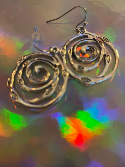 Silver Rose Circle Earrings