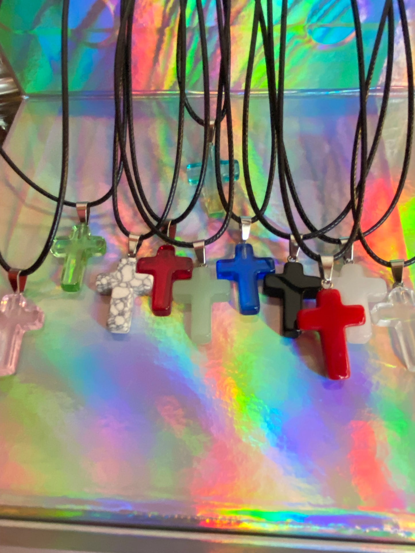 Natural Stone Cross Pendent Necklace