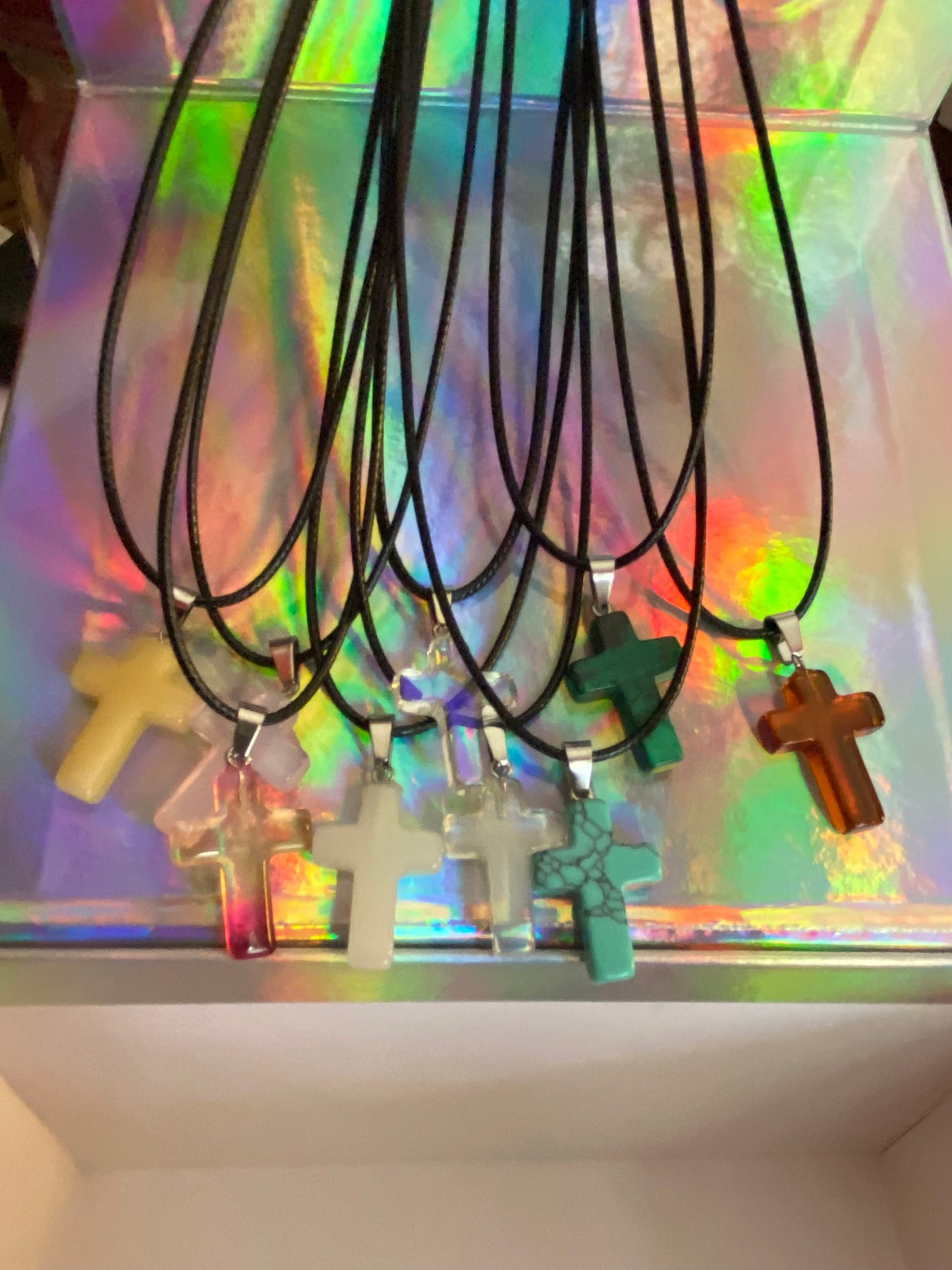 Natural Stone Cross Pendent Necklace